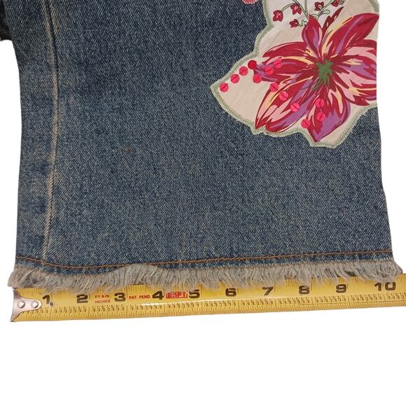 Thalia Sodi Jeans Womens Plus Sz 13 Blue Embroidered Sequins Flare Fringed Boho - Picture 15 of 16